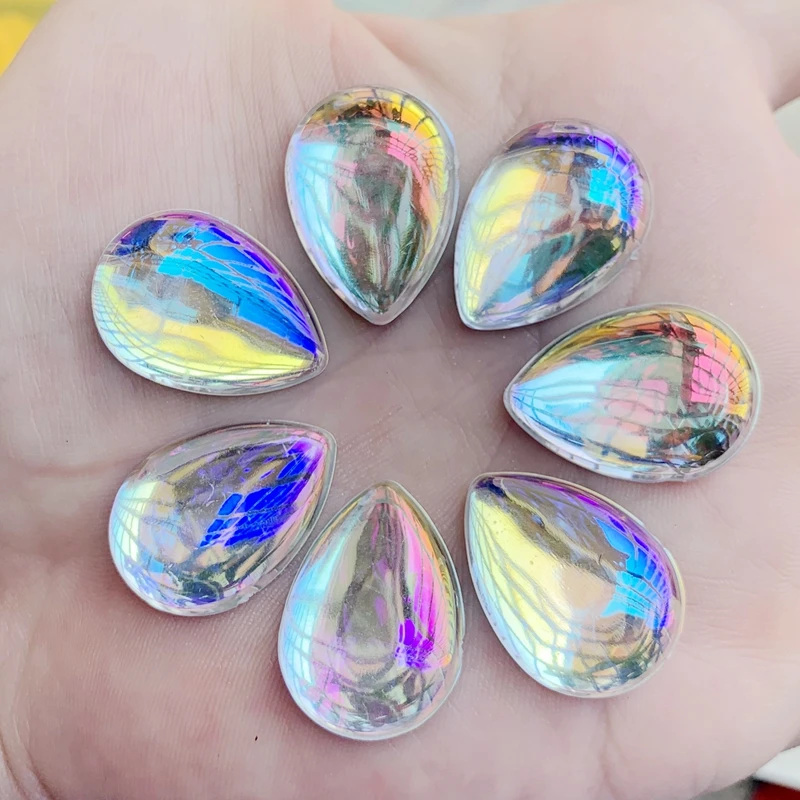 Teardrop Shape AB Clear Resin Rhinestone Flatback Gems Strass Crystal Stones for  Wedding Dress Crafts Decorations W300