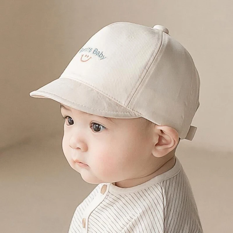 Newborn Hat 100% Cotton Soft Brim Baby Caps 0-2Years  Korean Version Smiling Face Sun Visors Boys Girl Outdoor Snapback Hats