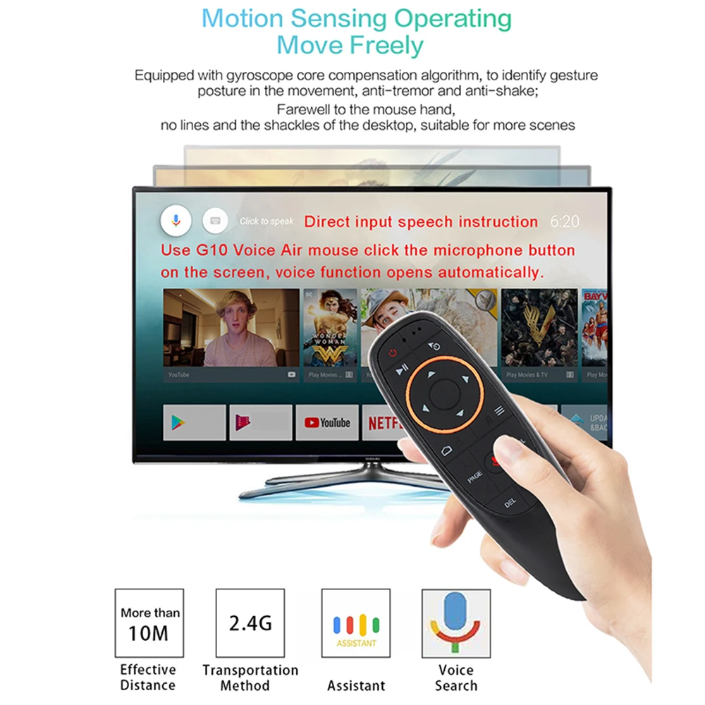 Portable G10 G10S Pro Voice Remote Control 2.4G Wireless Air Mouse Gyroscope IR Learning For Android TV Box HK1 H96 Max X96 Mini