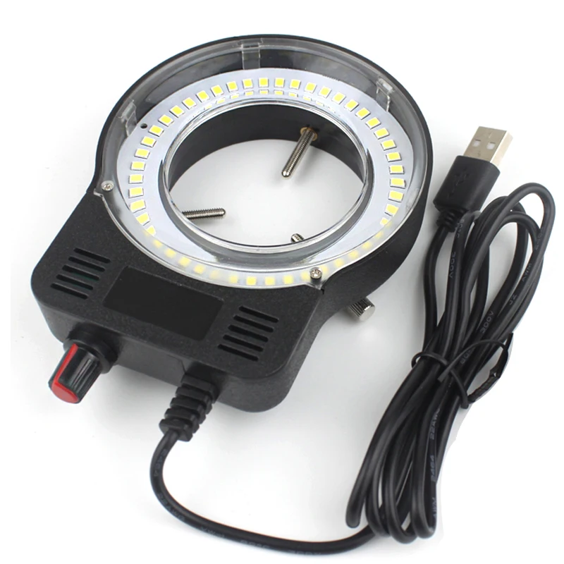 SMD USB ajustável Ring Light, Lâmpada iluminadora para microscópio industrial, Lupa de câmera industrial, 110V-220V, 3W-5W, 48 LED