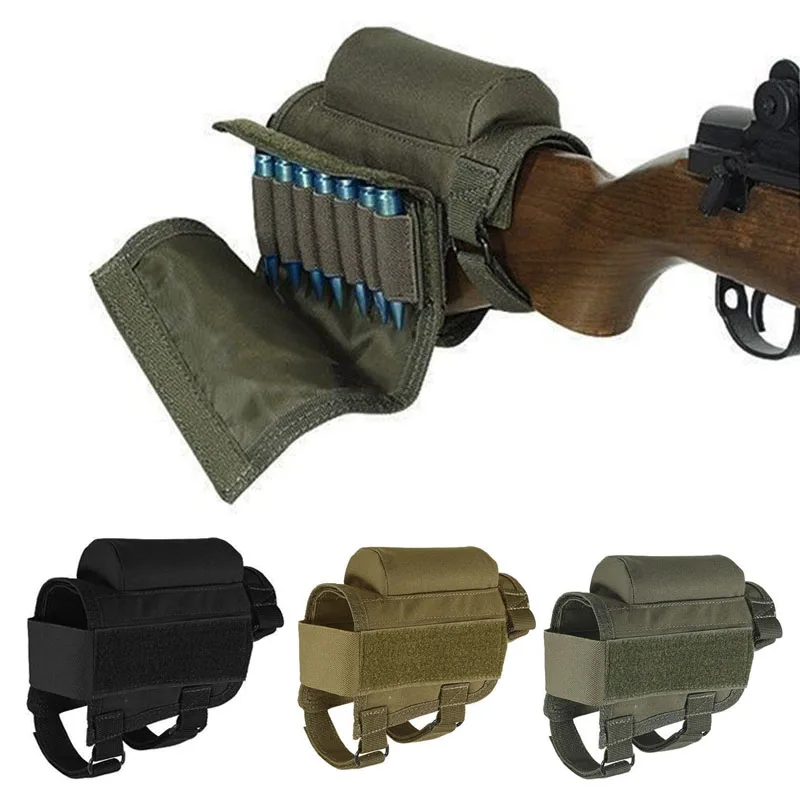 

Adjustable Outdoor Tactical Butt Stock Rifle Cheek Rest Pouch Bullet Holder Nylon Riser Pad Ammo Cartridges Bag