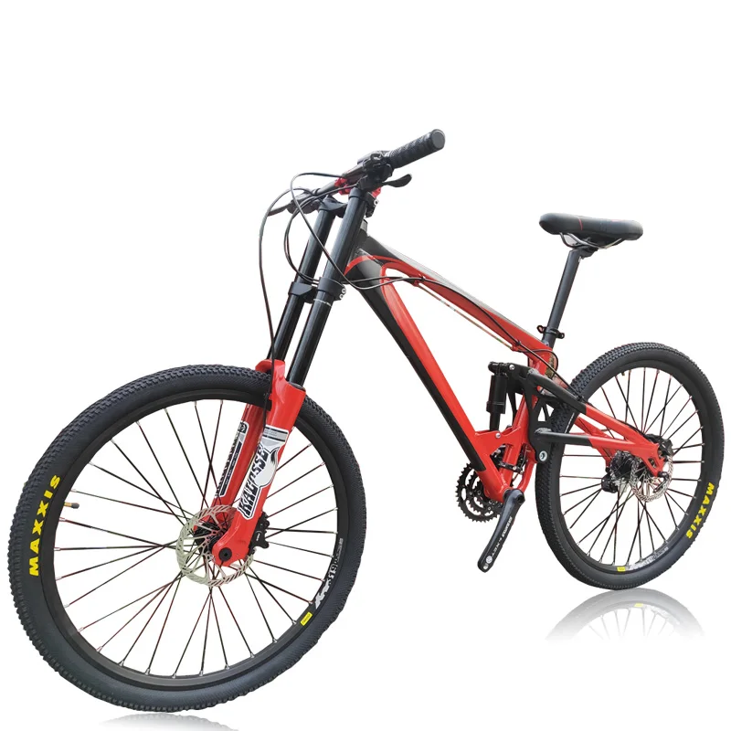 

Kalosse Full Suspension 20X110mm Barrel Shaft Mountain Bike 24 Speed 26*17 Bicycle Hydraulic Brakes