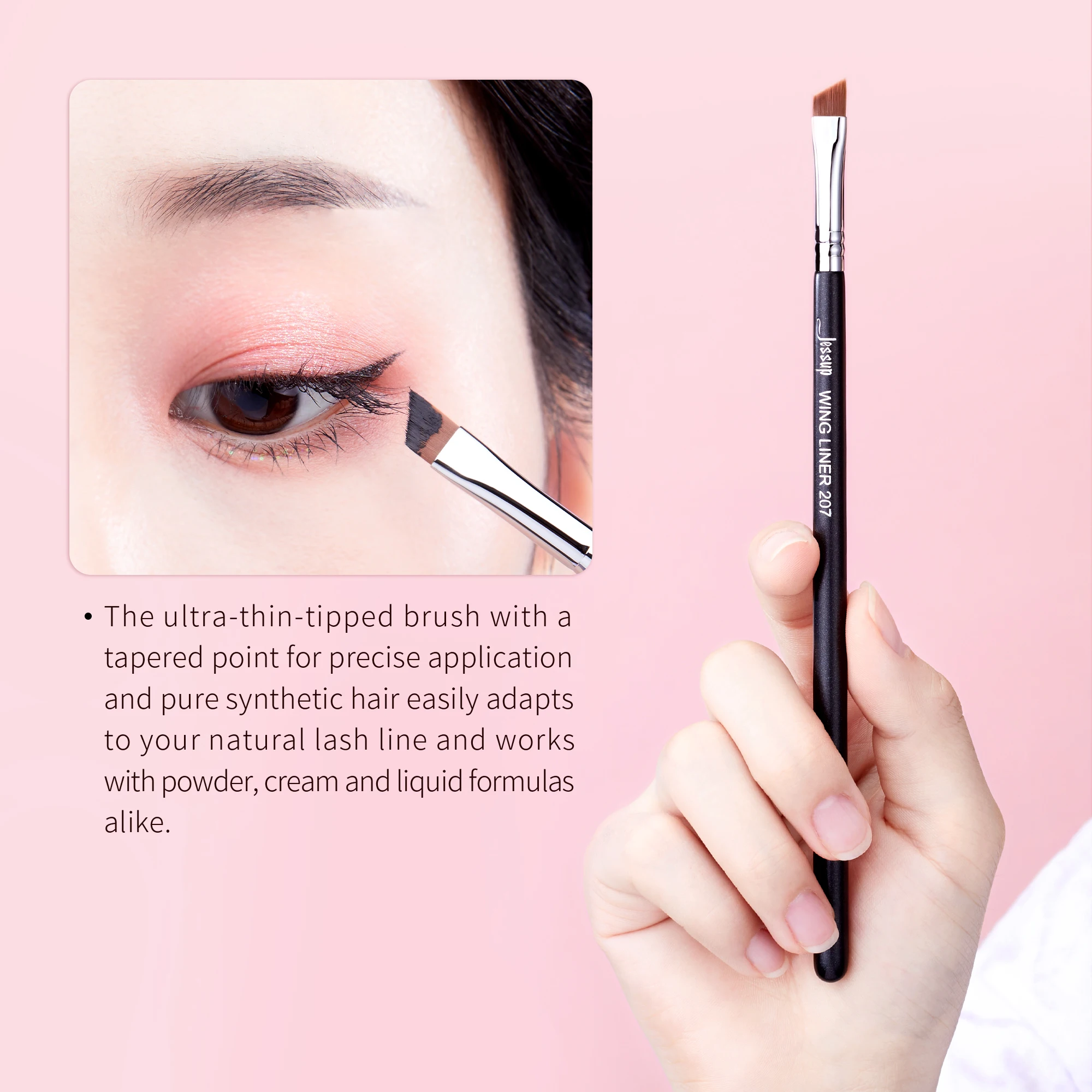 Jessup Eyebrow Brush Makeup Pure Synthetic Ultra-thin-tipped Precision Tapered for Lash Line Wooden S142