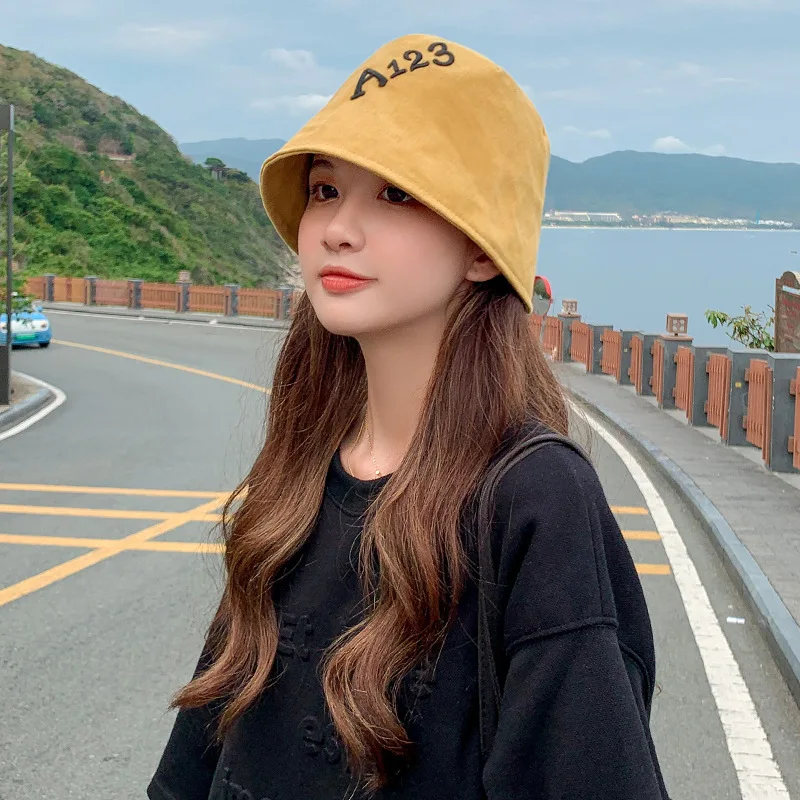 New Japanese Bucket Hat Wild Three-dimensional Embroidery Ladies Fisherman Hats Niche Face Small Spring and Summer Cap