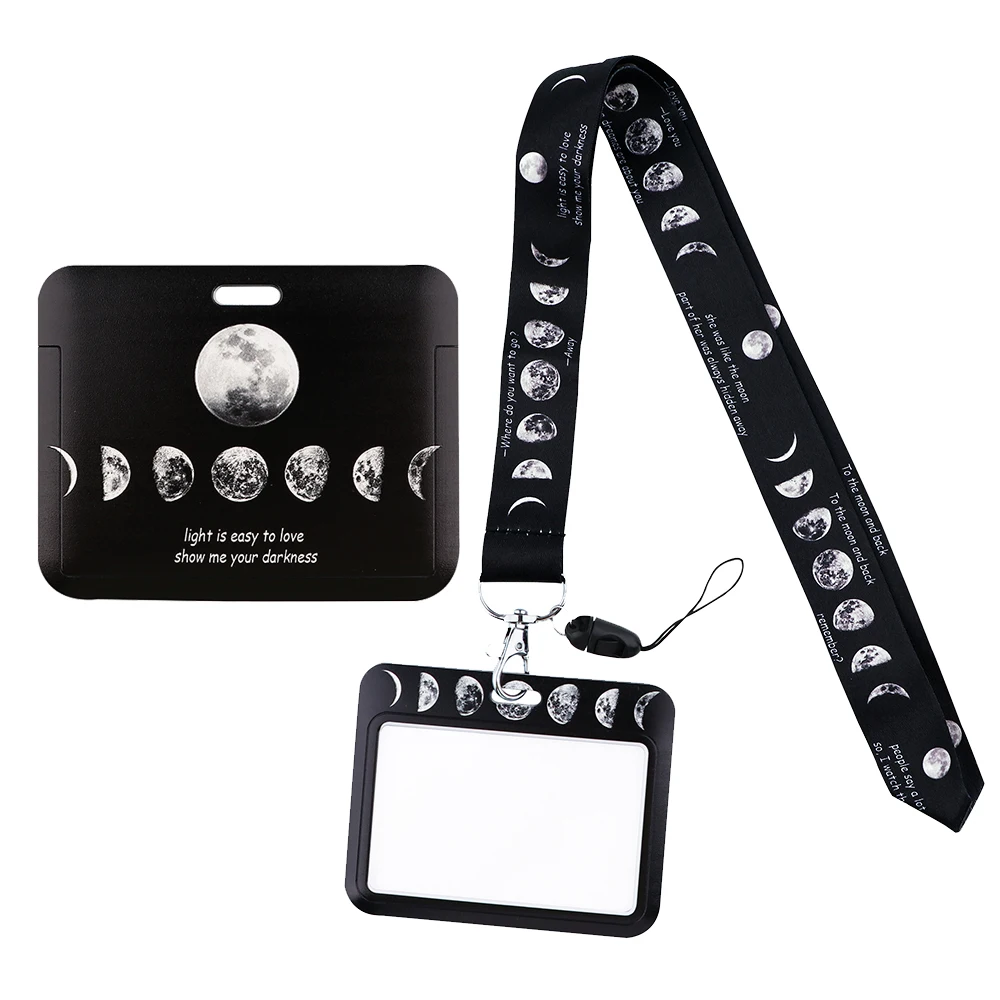 ER1527 Lunar Eclipse Process Fashion Lanyards ID Badge Holder Bus Pass Case Cover Slip Bank Credit Card Holder Strap Cardholder