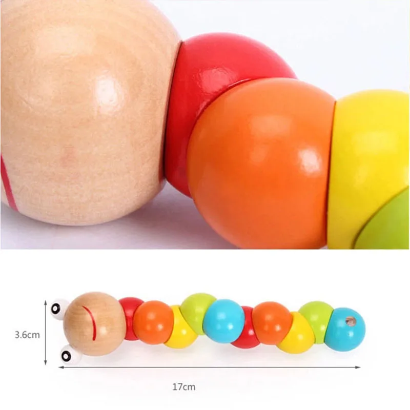벌레 트위스트 인형, 재미있는 인지 교육 장난감, 모양 변경 가능한 나무 블록, 다채로운 애벌레 아기 장난감, 신제품