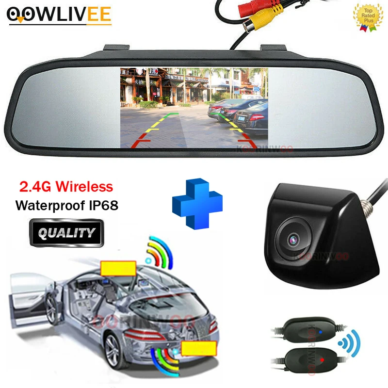 OOWLIVEE TFT LCD screen Car Monitor HD 800*480 Reversing Parking Monitor with 2 video input Rear view camera Metal Trunk Camera