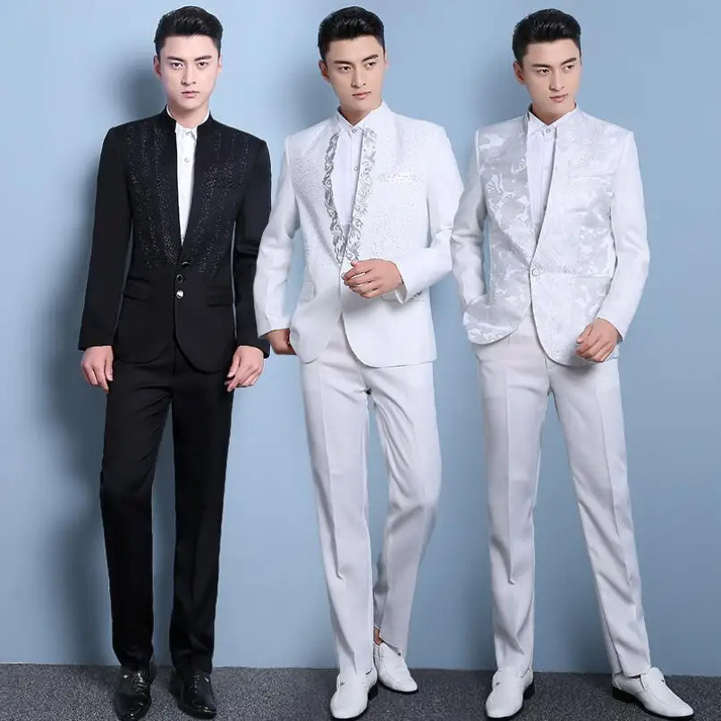 suit Sequin High quality Korean Slim stage chorus costume men's Suits singer host Men clothing fashion Groom's wedding dress