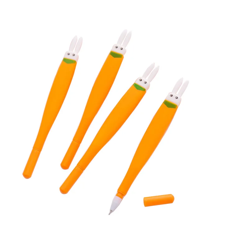 

20 PCs Creative Soft Flat Head Carrot Neutral Pen Cute Rabbit Pen Student Exam Office Black Pen Kawaii School Supplies