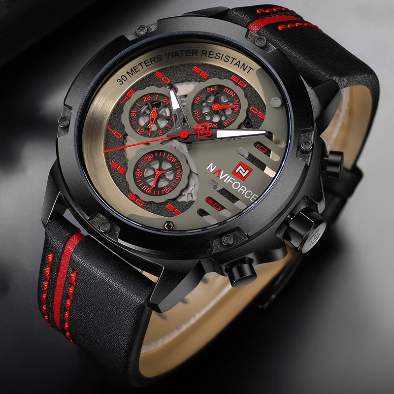 NAVIFORCE Orologi di Moda Da Uomo di Lusso Impermeabile Data Orologio Al Quarzo In Pelle Sport Orologio Da Polso Casual Orologio Maschile Relojes Hombre 2020