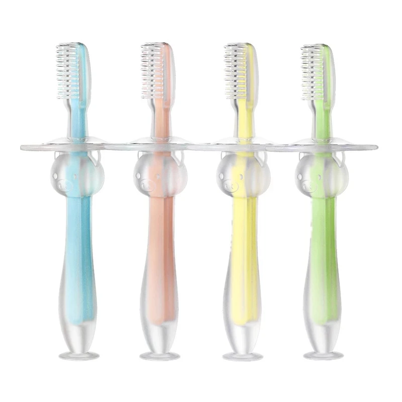 Suction Cup Silicone Kids Training Toothbrush Newborn Children Dental Oral Care Tooth Brush Baby Mouth Cleaning Tool Baby Items