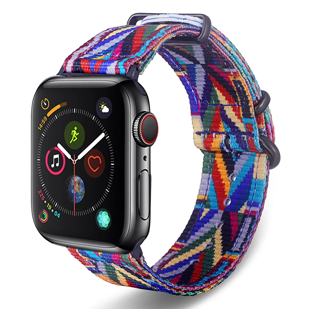 Suitable  Apple Watch7 Nylon Band Strap Folk-Custom Leopard Woven Strap Series 41/45/40/44/38/42MM Conneciwatch 7/6/5/4/3/2/1