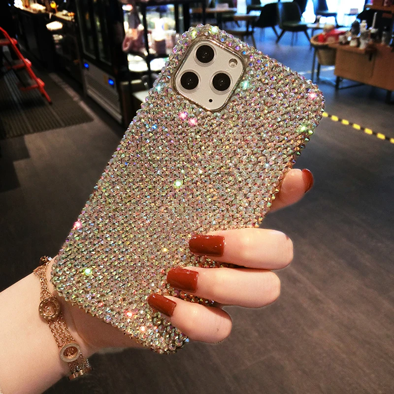 Rainbow Diamond Luxury Rhinestone Case For iPhone 14 13 12 11 7 Plus X XR XS Max SE2020 Cover Colorful Bling Glitter Woman Case