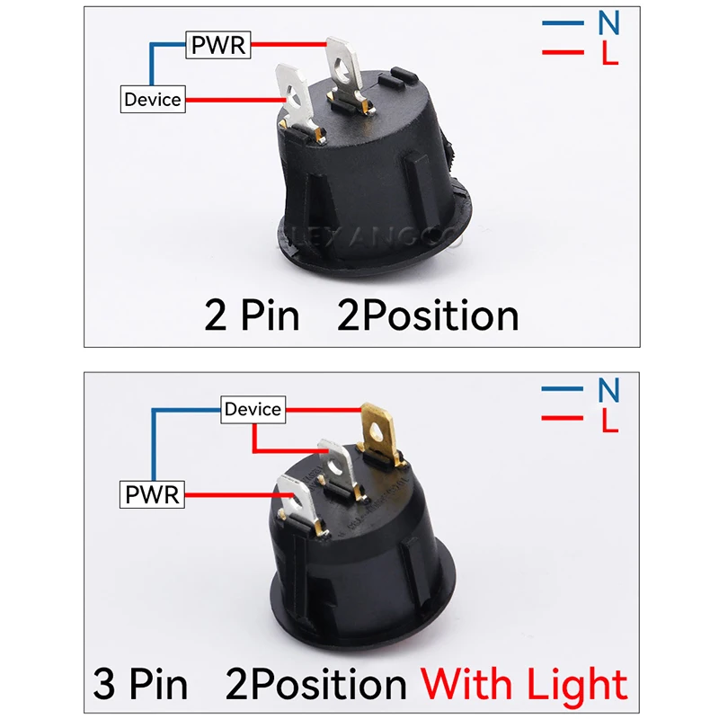 5Pcs Snap-in Red Green Light Illuminated Round Boat Rocker Switch Toggle Power Switch SPST ON-OFF 3 Pin AC 250V 6A 125V 10A