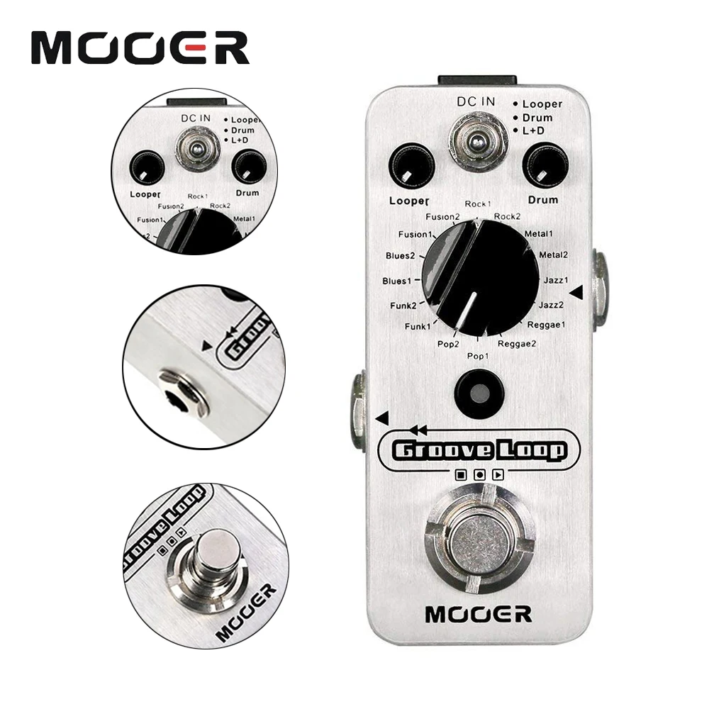 

Mooer Groove Looper Drum Machine Guitar Effect Pedal Effector Phrase Loop Drum Machine For Guitar Looper 20 Min Recording