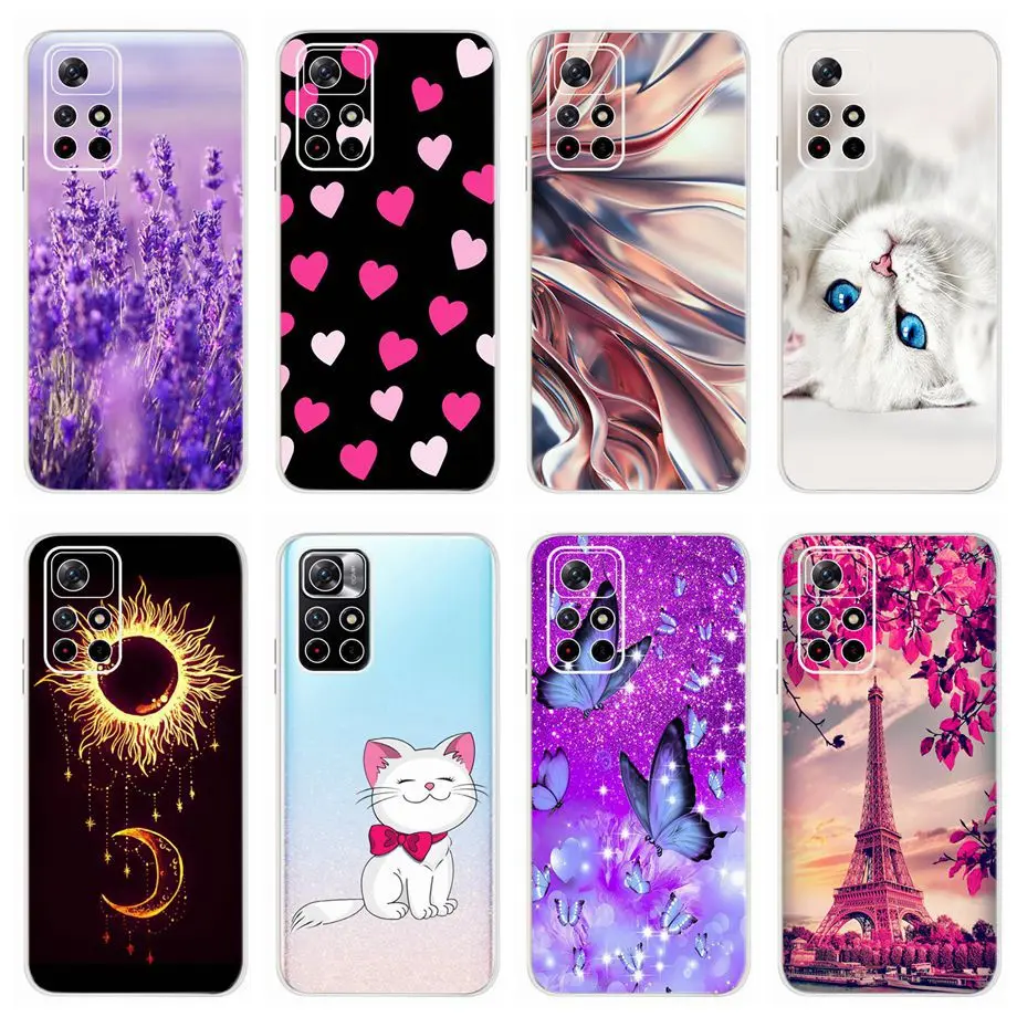 For Xiaomi Redmi Note 11 5G Case Transparent Lavender Flowers Printing Back Shell For Xiomi Redmi Note 11T Note11 Pro Plus Cover