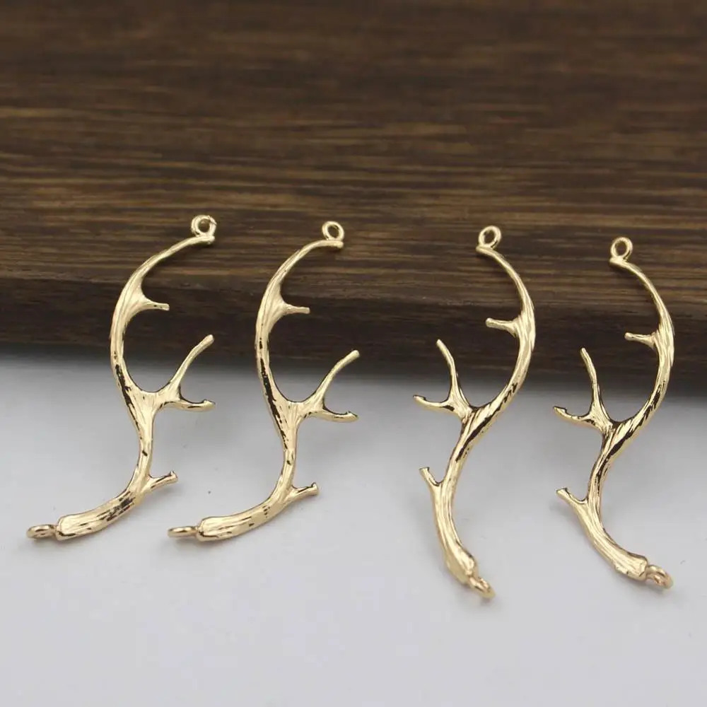 10pcs  Brass Casted Deer Antler Connectors Branch Charms Quality Stamping Decoration DIY Stuffs Jewelry Accessories Designs