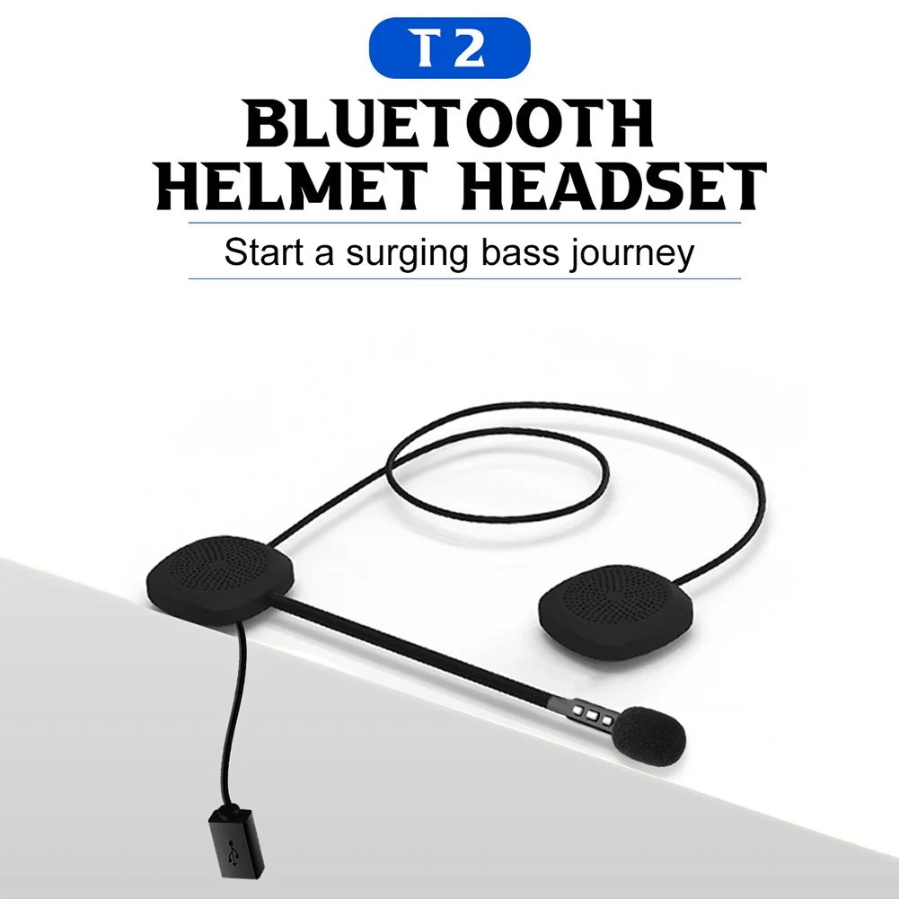 T2 Bluetooth 5.0 Moto Helmet Earphone Wireless Handsfree Call Kit Stereo Motorcycle Headset Anti-interference MP3 Music Player