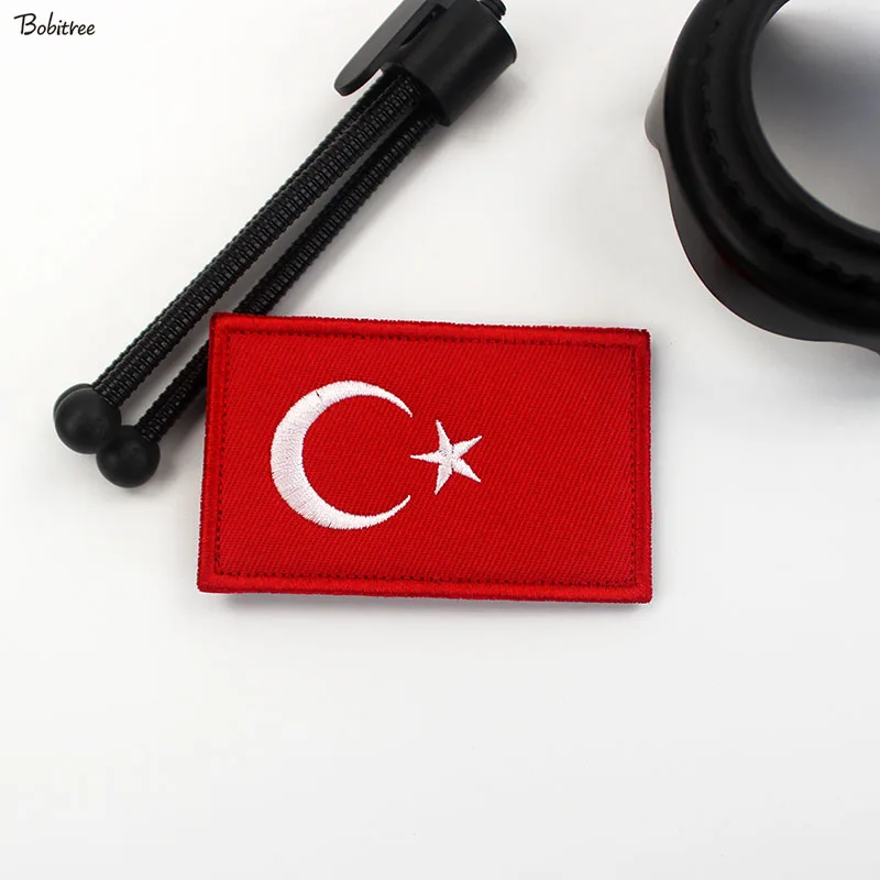 Turkey flag Patches with Hook Loop Turkish Banner Badge Embroidered armband Stickers For Backpack Caps Uniform Decoration