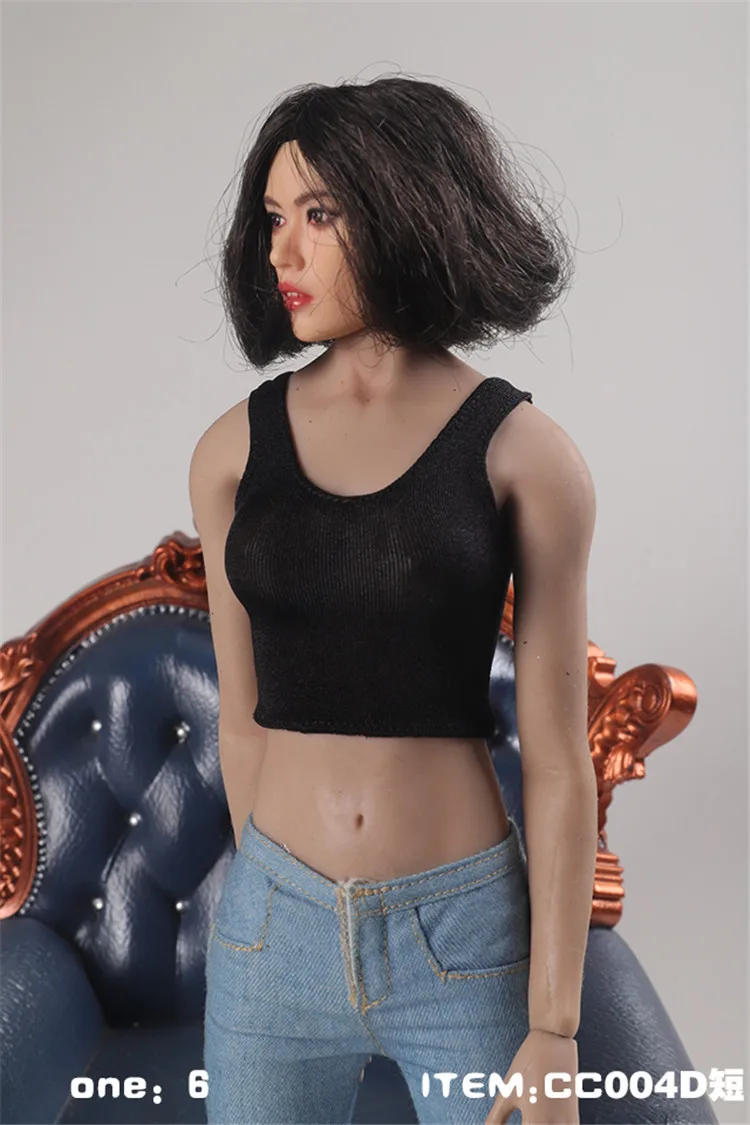 CC004 1/6 أنثى الجندي تي شيرت مثير قاع سترة رياضية طويلة/قصيرة قميص نموذج ملحق ل 12 بوصة عمل الشكل الجسم