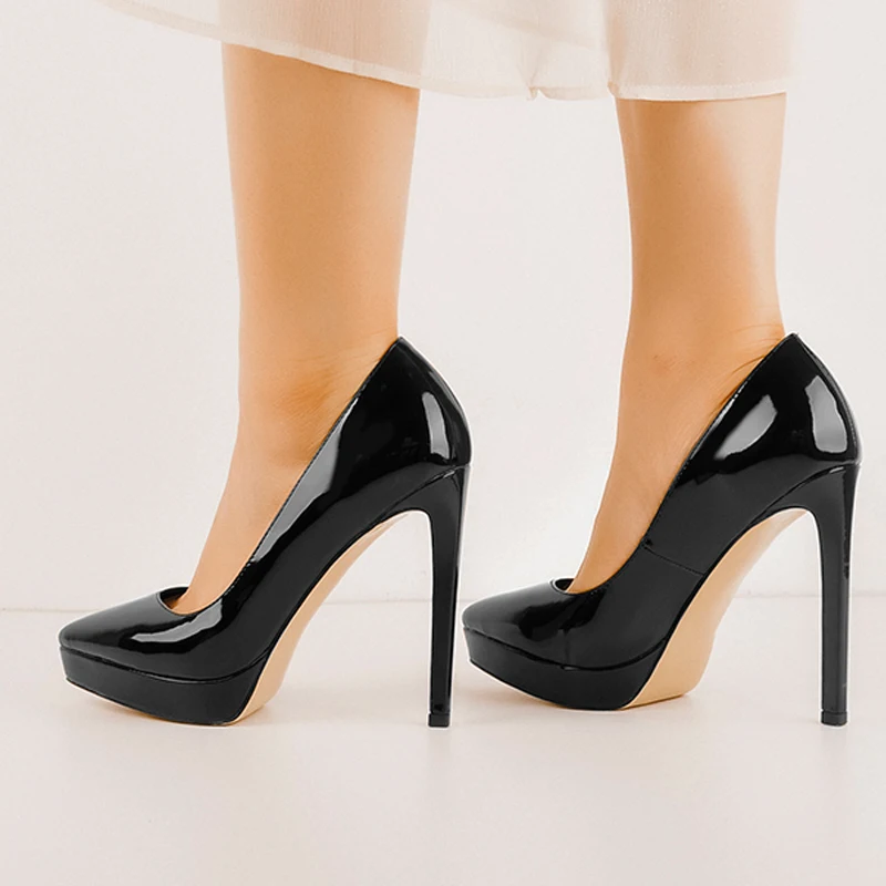Onlymaker Women Pointed Toe Platform 12CM Stiletto Heels Slip On Pumps Dress Party Dress Sexy Fashion Pumps
