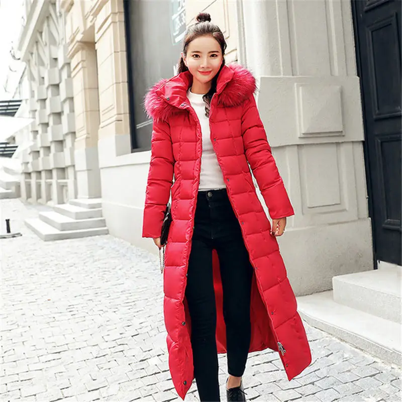 2023 New Winter Cotton Coats Womens Clothing Autumn Winter Jackets Casual Large Size Fur Collar Hooded Long Parkas Overcoat N932