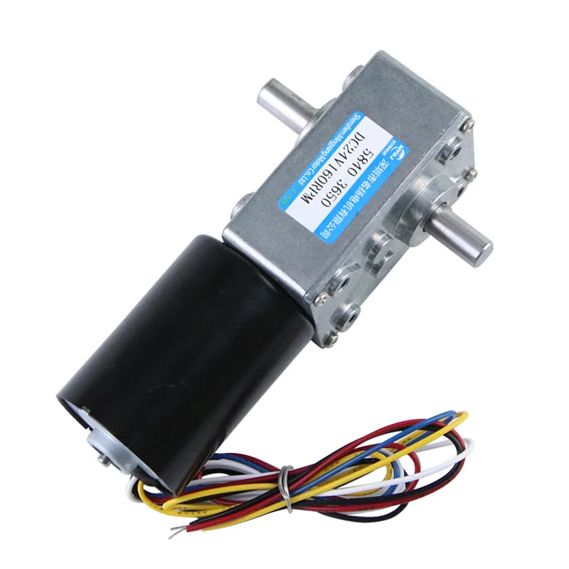 12V 24V Double Output Brushless Motor 5840-3650 DC Worm Gear Motor 5-wire No Brake Adjustable Speed Can CW CCW