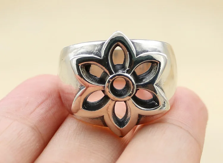 

s925 sterling silver cherry blossom ring mature men's index finger single trendy personality ring