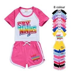 100-170 New Fashion Spy Ninjas T-shirt Shorts Casual Sports Suit Kids Boutique Clothing Wholesale Baby Girl Tops Set Boys Tshirt