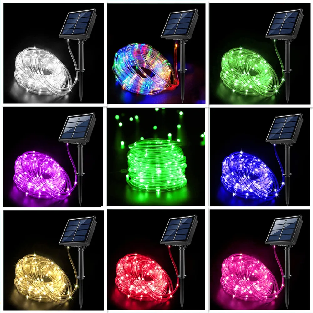 2023 aktualizacja Led Solar wakacje dekoracja wodoodporna boże narodzenie rurka girlanda żarówkowa 10/12/22M 8 tryb dekory ślub nowy rok