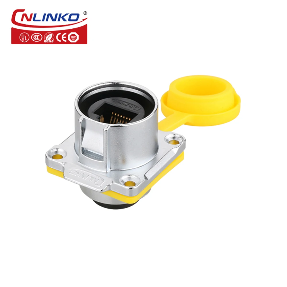 CNLINKO Industrial M24 PBT Plastic Adapters RJ45 Panel Mount Socket Signal Connector Ethernet Connectors+Waterproof Cap