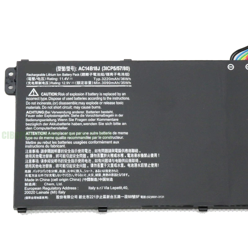 CP Laptop Battery AC14B18J 11.1V/36WH/3220mAh For Aspire E3-111 E3-112 E3-112M ES1-531 MS2394 B115-MP EX2519 N15Q3 N15W4