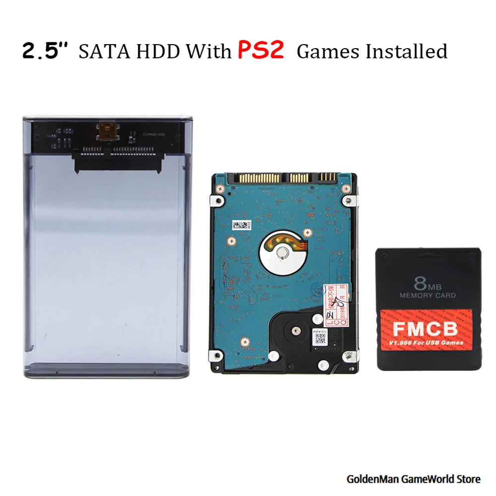 

BitFunx FMCB 8MB/16MB/32MB/64MB For USB Game+2.5''SATA Hard Disk 320/500GB/1/2TB With PS2 Game Installed +Transparent Black Case