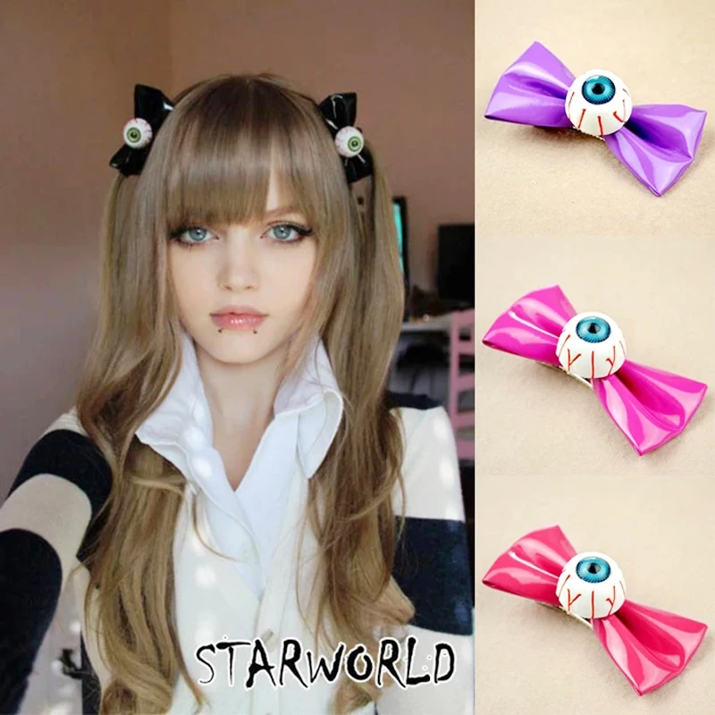 Kawaii Demon Eye Ball fermaglio per capelli per donna fermaglio per capelli con nodo a fiocco Punk Cool Harajuku Solid BB Clip accessori per capelli