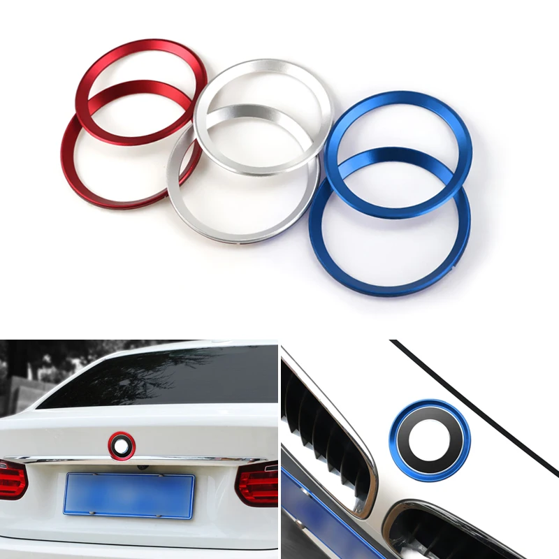 

Aluminum Alloy 2pcs Car Chrome Front & Rear Logo Circle Ring Cover Trim For BMW 3 4 Series M3 M4 F30 F31 F32 F34 F82