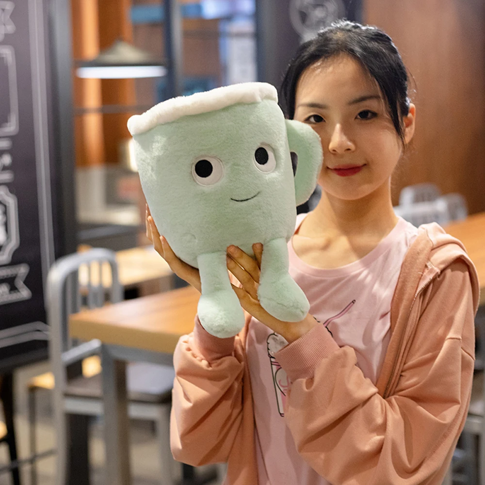 Bonito fofo dos desenhos animados recheado de pelúcia copo de café brinquedos rosa romântico sakura latte e japonês matcha latte bonecas presentes