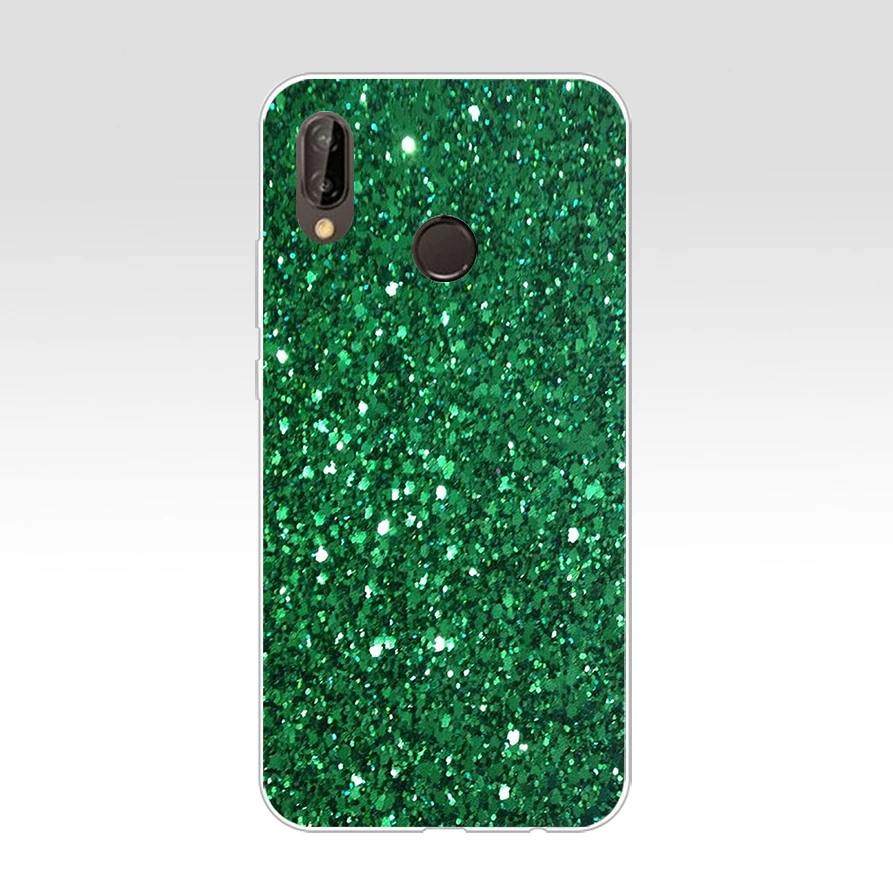 321FG Beautiful Emerald Green glitter  Soft Silicone Tpu Cover Case for huawei Mate P20 P30 Llte Pro Y6 Y7 2019