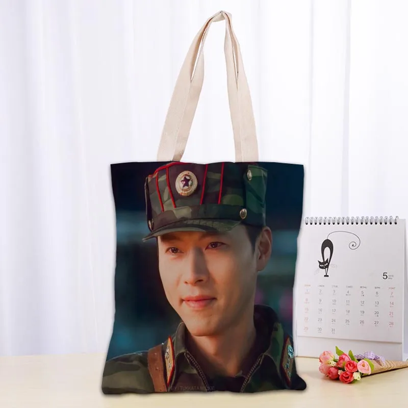 New Crash Landing On You Hyun Bin Tote Bag Borsa per la spesa pieghevole Borsa a tracolla riutilizzabile ecologica grande in tessuto di tela unisex