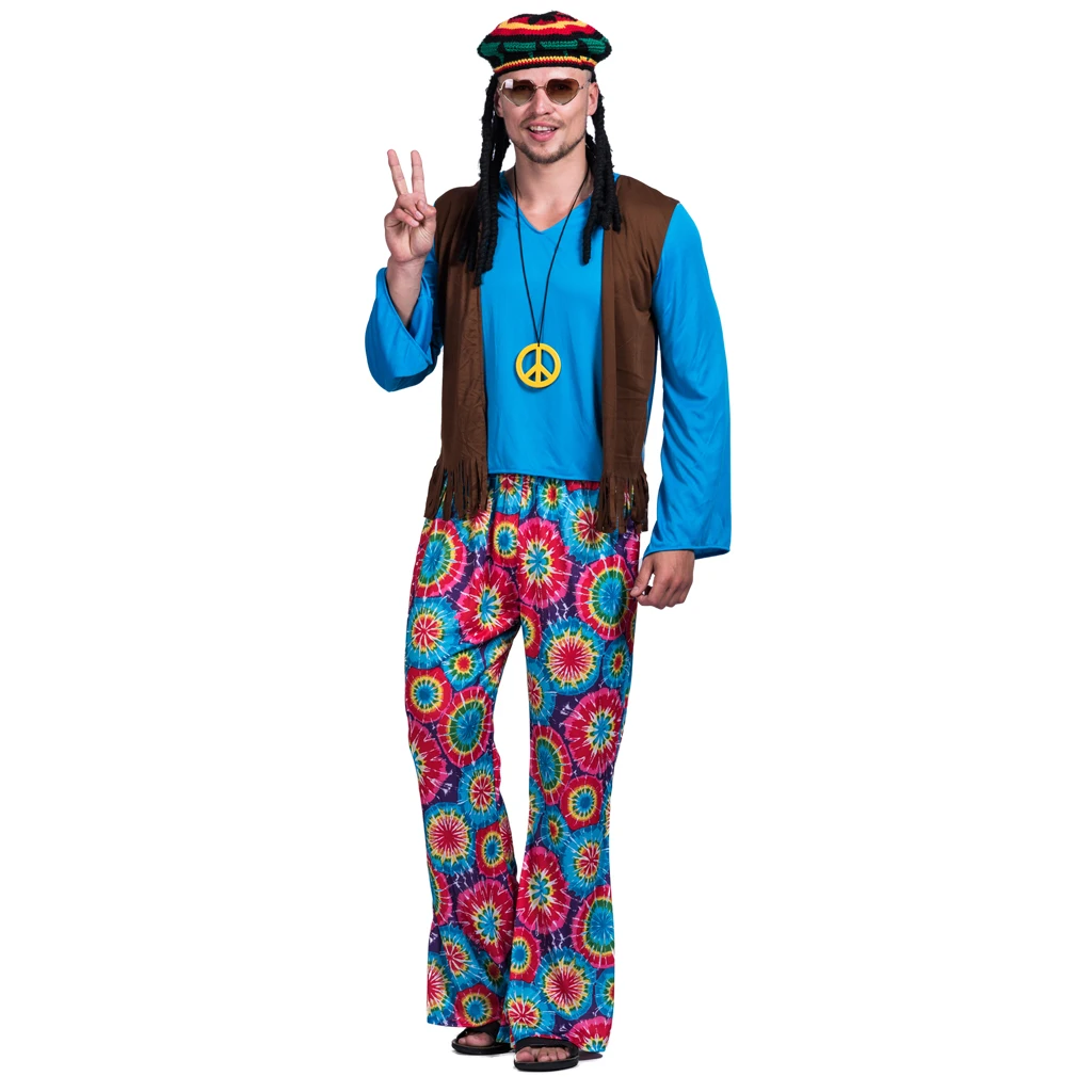 Snailify Men Retro 60s Hippie Costume Halloween Love Peace Hippie Disco Costume Carnival Party Purim Dress Up