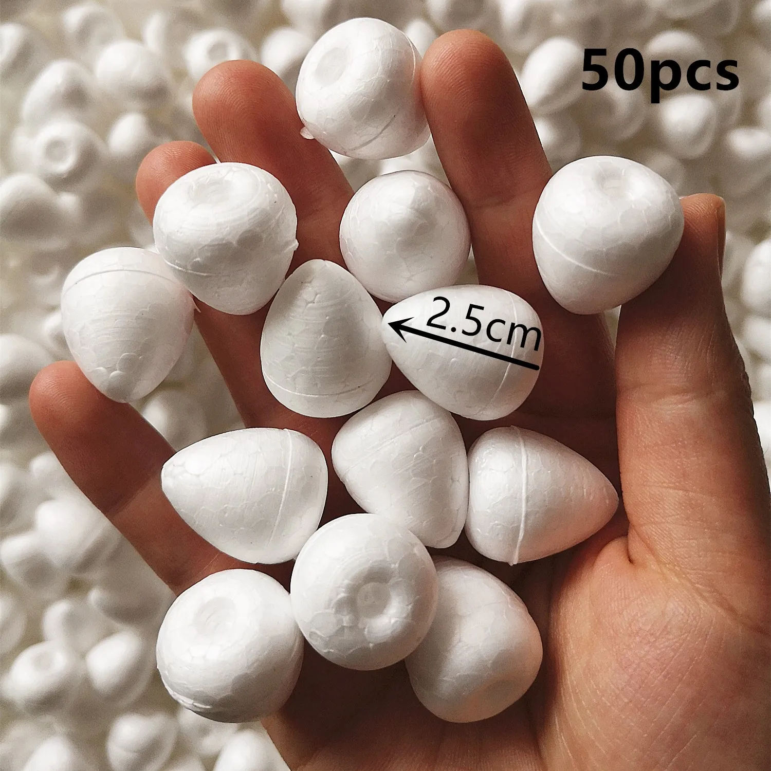 2/2.5/3/4/5/5.5cm White Water Drop Modeling Foam Rose Bud For Nylon Stocking Flower Accessories Polystyrene Styrofoam Buds