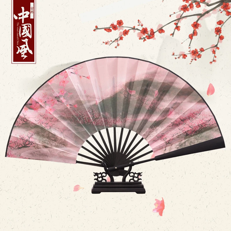 Picture 5: Chinese style outdoor decorative large folding fan Thickened bamboo durable hand fan Han clothing accessories portable hand fan
