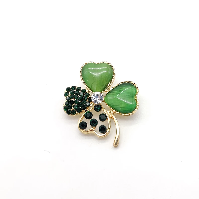 PD BROOCH Popular in Ukraine Zircon Resin Love Four-leaf Clover Brooch Clothing Accessories Scarf Buckle Jewelry