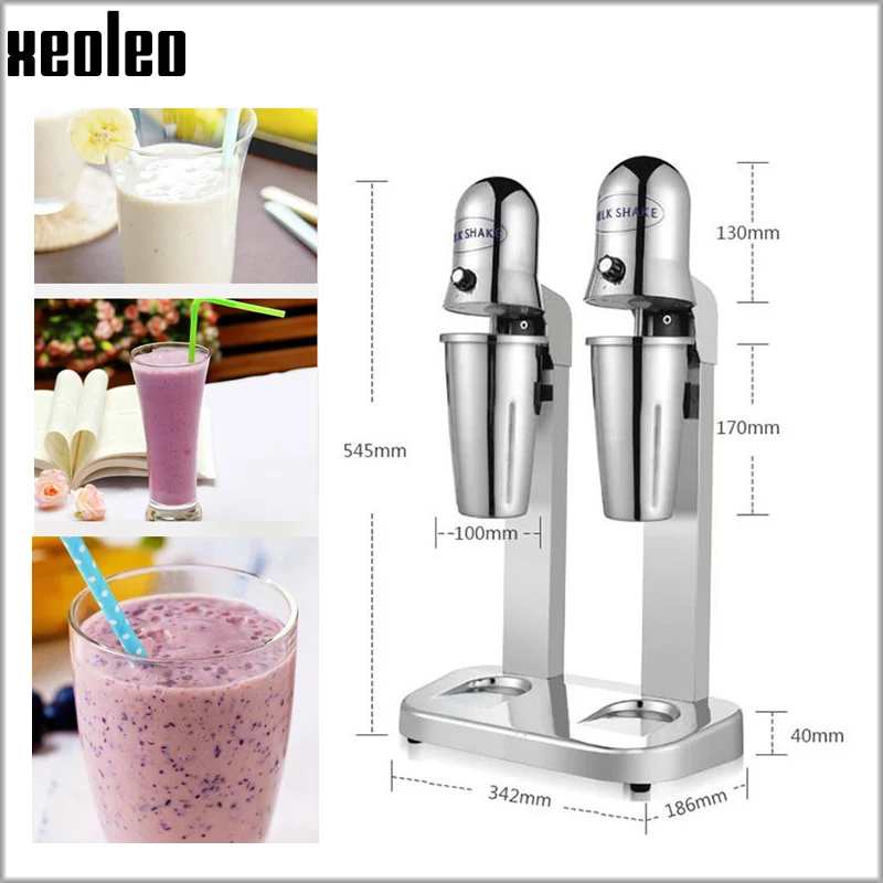 XEOLEO Milk shake machine Double cups Milkshaker Stainless steel Shaking machine 220V/110V Milk Mixer Milk Bubble tea machine