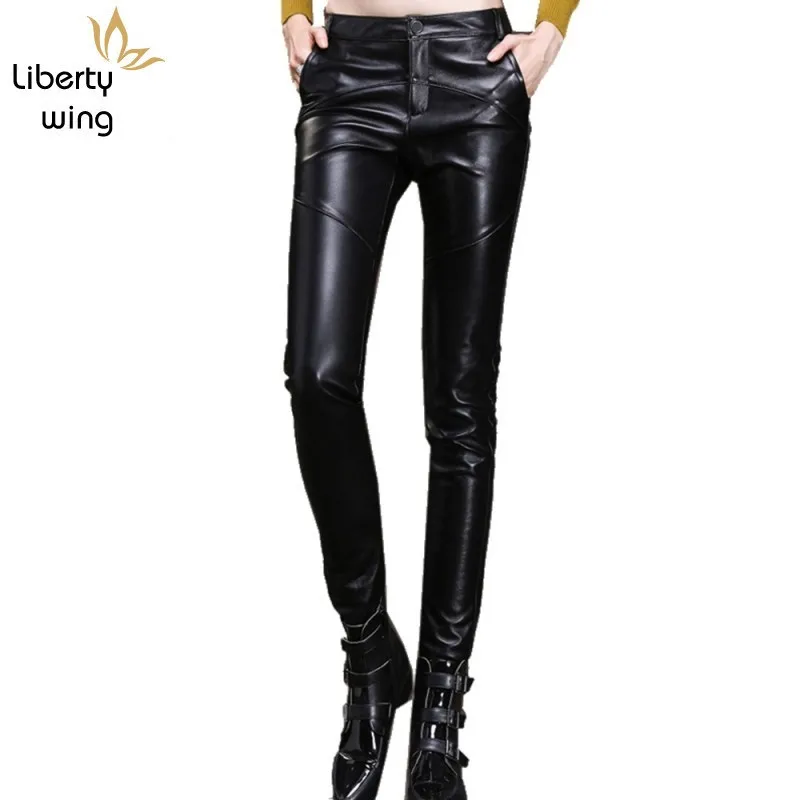 

New Luxury Skinny Genuine Pencil Pants Women Natural Sheepskin Real Leather Lady Trousers Slim Plus Size 4XL Streetwear