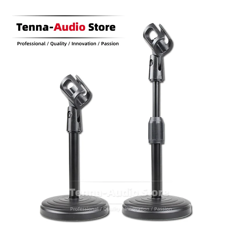

High Quality Round Base Plate Desktop Mic Table Desk Top Microphone Stand Boom Clip Holder Mount Clamp Clasp Adjustable Height