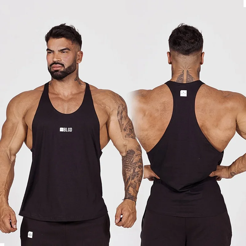 New Men Tank top Gyms Workout I-shaped vest Fitness Bodybuilding sleeveless shirt Male Cotton clothing Casual Singlet Undershirt