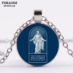 FIMAODZ Mormons collana Mormon Church LDS Symbol Jesus Glass Picture collana fatta a mano per uomo donna gioielli