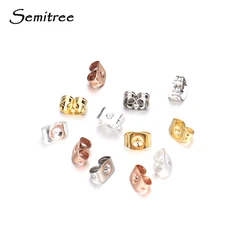 Semitree 100Pcs Stainless Steel Rose Gold Earring Back Earrings Stopper DIY Earring Findings for Handmade Crafts Jewelry Making
