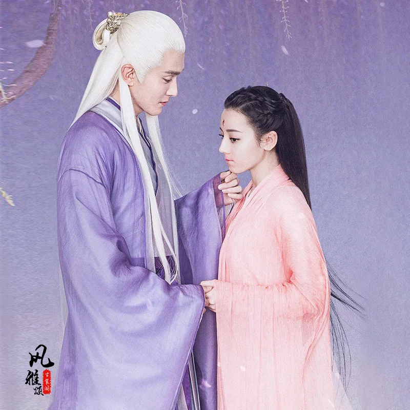 Ancient Chinese Wei Jin Dynasty Couple Lover Costume Sets for TV Play Eternal Love of Dream Emperor DongHua Fox Princess Fengjiu