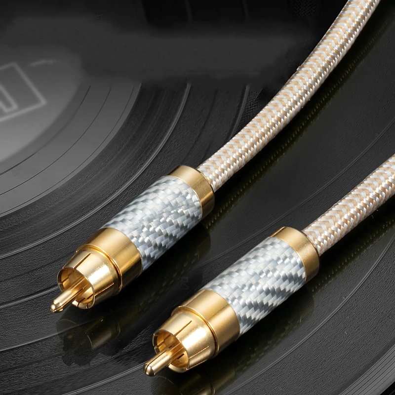 HiFi Subwoofer Audio Cable RCA to RCA Male DVD Soundbox Amplifier Angled Interconnect Shielded Coaxial 75 Ohms 1M 2M 3M 5M 8M